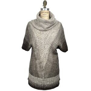Fenn Wright Manson‎ Women's Cowl Turtleneck Tunic Sweater M Taupe Short Sleeve